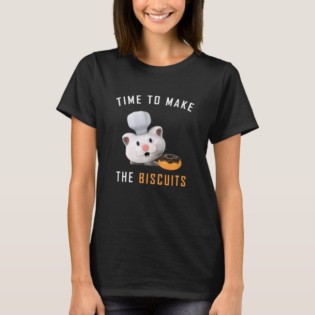 Camiseta Gato Chef Hora de Fazer Biscoitos Assando Biscoito (Frente)