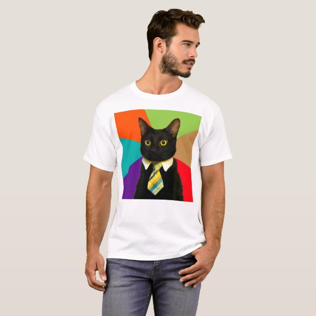 Camiseta Gato-chefe na gravata (Frente Completa)