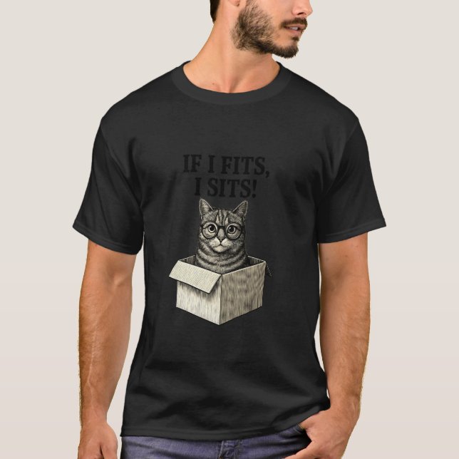 Camiseta Gato Chique Se Eu Caibo Eu Sento Caixa Engraçada M (Frente)