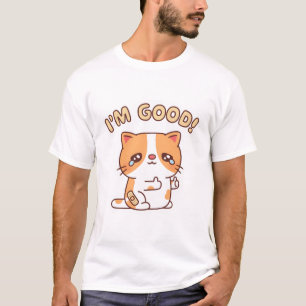 Camiseta Gato Chorão Mas Sorriso Polegar Para Cima Estou Be