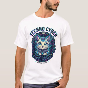 Camiseta Gato Cibernético Techno Design Divertido Amante de