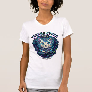 Camiseta Gato Cibernético Techno Design Divertido Amante de