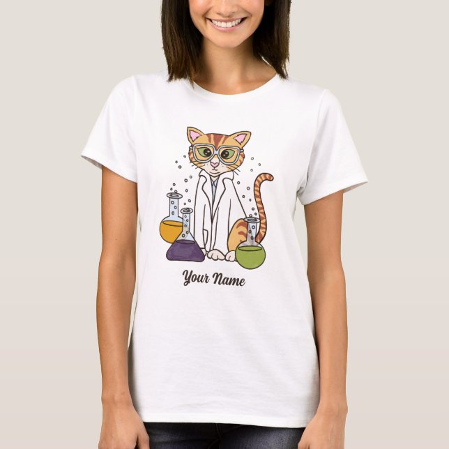 Camiseta Gato Cientista - Lover Gato Gato Gato de Tabby Lar (Frente)