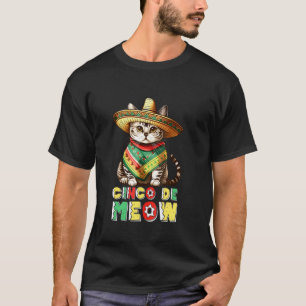 Camiseta Gato Cinco De Meow Sombrero Poncho Cinco De Mayo C