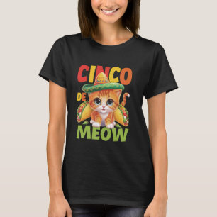 Camiseta Gato Cinco De Meow Sombrero Poncho Cinco De Mayo C