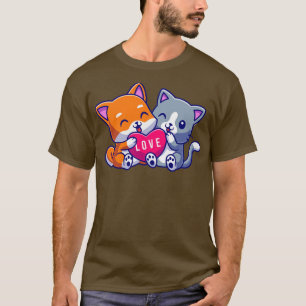 Camiseta Gato Cinto Cinto Cinto Cachorro Segurando Cartoon