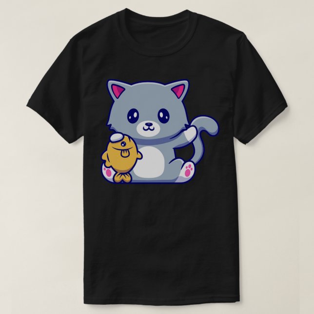 Camiseta Gato Cinto De Peixe (Frente do Design)