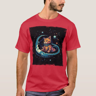 Camiseta Gato Cinto Flutuando no Espaço