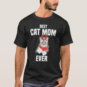 Camiseta Gato cinza fofo com fantasia de rena Melhor Mãe de