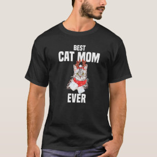 Camiseta Gato cinza fofo com fantasia de rena Melhor Mãe de