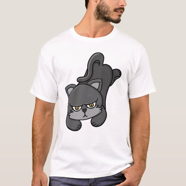 Camiseta Gato Cinza Mal-Humorado (Frente)