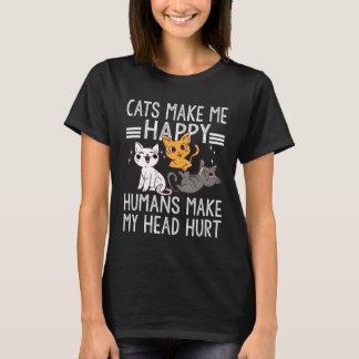Camiseta Gato Citação Gatos Me Fazem Feliz Humanos Me Fazem