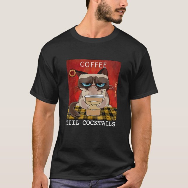 Camiseta Gato Coffee Till Cocktails (Frente)