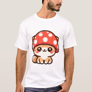 Camiseta Gato Cogumelo Gatinho Fofo