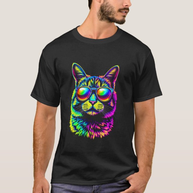 Camiseta Gato Colorido (Frente)