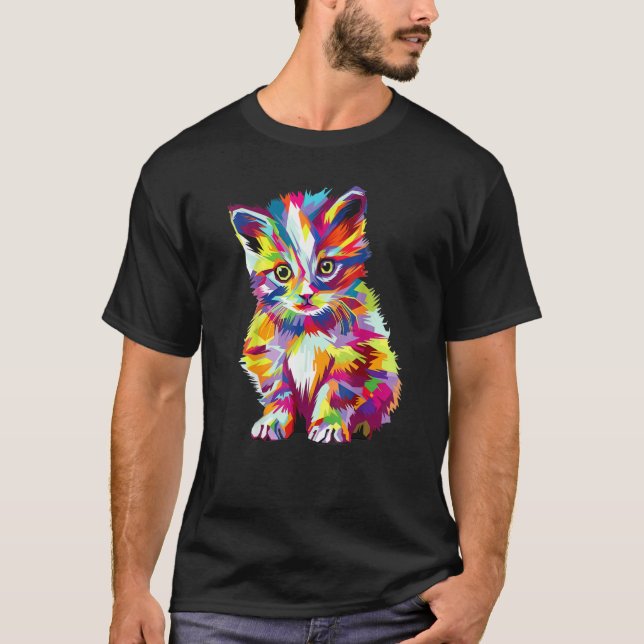 Camiseta Gato Colorido (Frente)