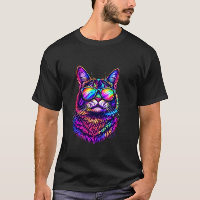 Camiseta Gato Colorido (Frente)