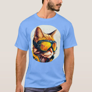 Camiseta Gato Colorido A Gato Em Um Esqui De Googles