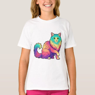 Camiseta Gato colorido Amante de gatos de pelo comprido