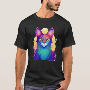Camiseta Gato Colorido Amarelo