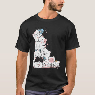 Camiseta Gato Colorido Bonito Para Design de Multicoloração