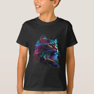 Camiseta Gato Colorido Bonito Para Gatinhos Amantes De Arte