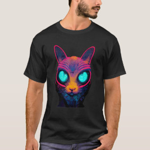 Camiseta Gato Colorido Com Olho E Rosto - Desenho Gráfico L