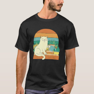 Camiseta Gato Colorido de Jardinagem Gato Realista Regando