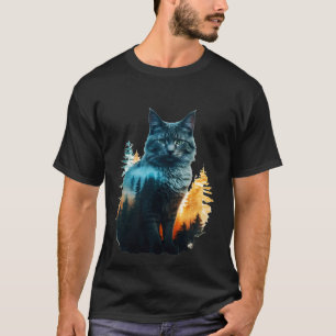 Camiseta Gato Colorido de Pintura de Gato Realista de Gato