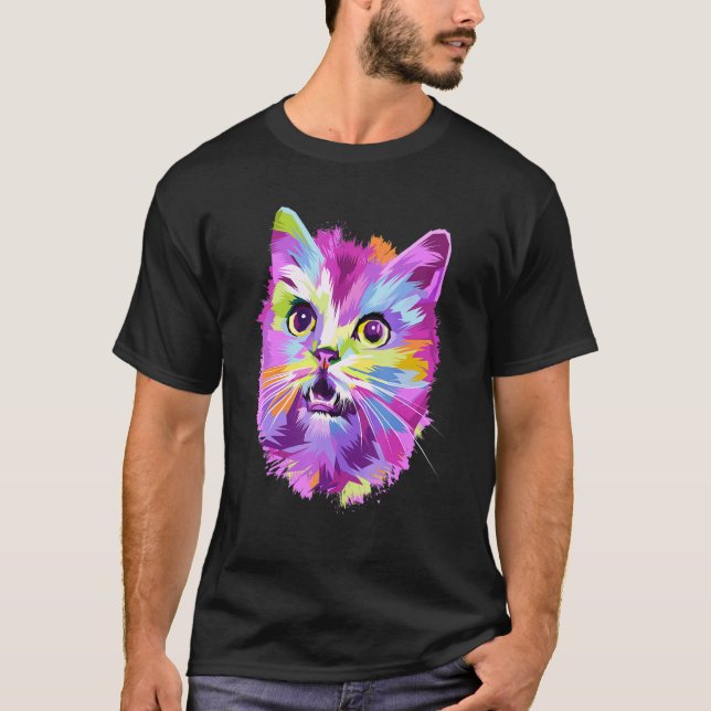 Camiseta Gato Colorido Fofo (Frente)
