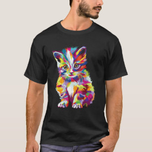 Camiseta Gato Colorido Fofo Escolhido Para Arte De Gatinho 