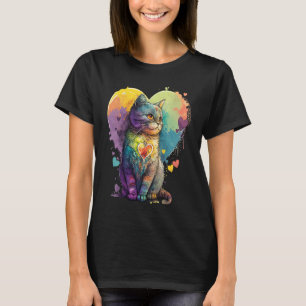 Camiseta Gato Colorido Fofo para Mulheres Meninas Homens Me