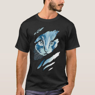 Camiseta Gato Colorido Gato Rasgou Tecido