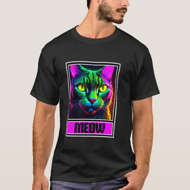 Camiseta Gato Colorido Kitty Meow (Frente)