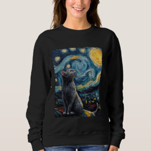 Camiseta Gato Colorido Noite Estrelada de Van Gogh