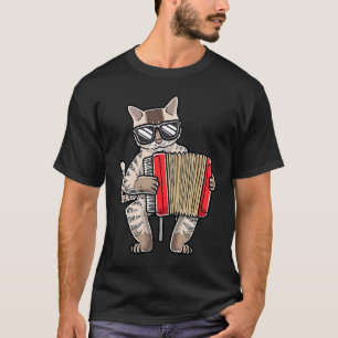 Camiseta Gato Com Acordeão Acordeonista Músico Acordeão