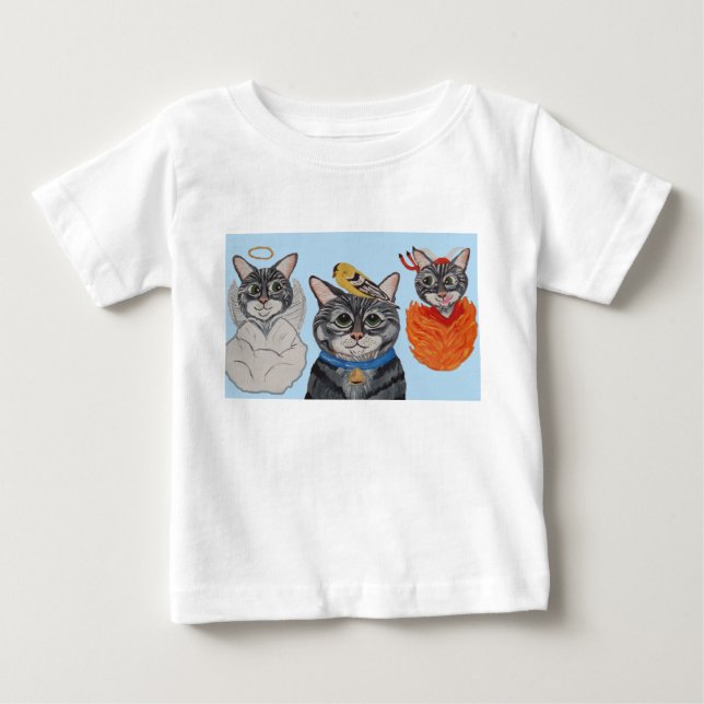 Camiseta Gato com anjo e demônio (Frente)