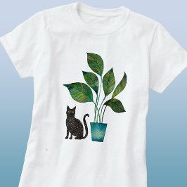 Camiseta Gato com Aquarela Vegetal Potente