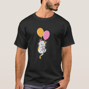 Camiseta Gato com Balão de Aniversário e boias