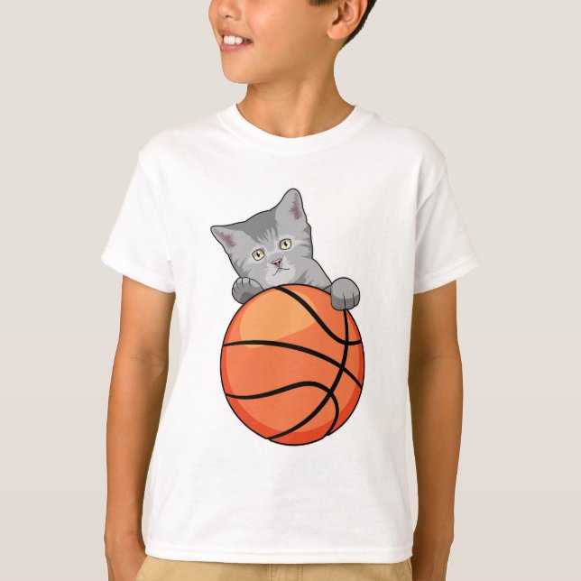 Camiseta Gato com basquete (Frente)