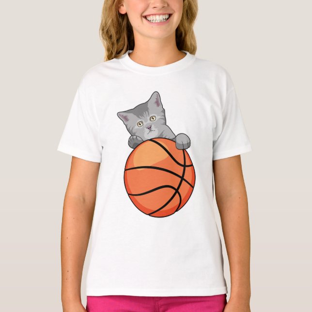 Camiseta Gato com basquete (Frente)