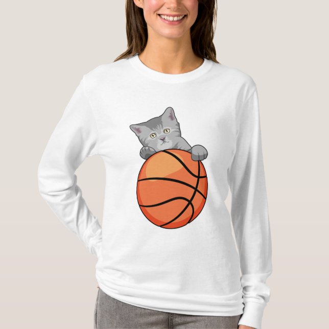 Camiseta Gato com basquete (Frente)
