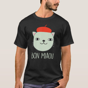 Camiseta Gato com Boina Francesa Gato Usando Chapéu Bon M