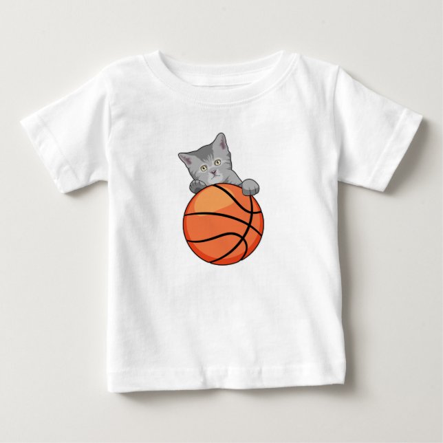 Camiseta Gato com Bola de Basquete (Frente)