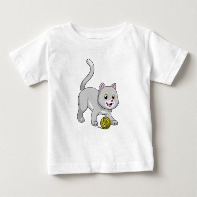 Camiseta Gato com bola de fio de lã (Frente)