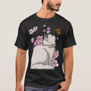Camiseta Gato com Borboleta Sakura Chersom Japonês