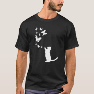 Camiseta Gato Com Borboletas Gato De Gato