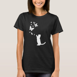 Camiseta Gato Com Borboletas Gato De Gato