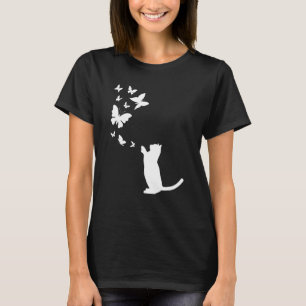 Camiseta Gato Com Borboletas Gato De Gato