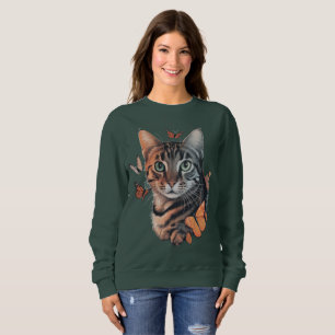 Camiseta Gato com Borboletas Monarcas